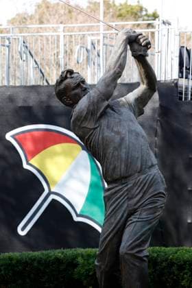 ORLANDO, FL - MARCH 07: Arnold Palmer statue as seen during the Arnold Palmer Invitational presented by MasterCard at the Arnold Palmer s Bay Hill Club & Lodge on March 7, 2024, in Orlando, Florida. (Photo by Brian Spurlock Icon Sportswire) GOLF: MAR 07 PGA, Golf Herren Arnold Palmer Invitational presented by Mastercard EDITORIAL USE ONLY Icon24030792