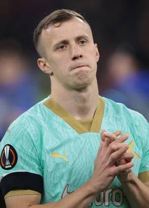Milan, Italy, 7th March 2024. Tomas Vlcek of Slavia Praha looks on during the line up prior to the UEFA Europa League match at Giuseppe Meazza, Milan. Picture credit should read: Jonathan Moscrop Sportimage EDITORIAL USE ONLY. No use with unauthorised audio, video, data, fixture lists, club league logos or live services. Online in-match use limited to 120 images, no video emulation. No use in betting, games or single club league player publications. SPI-2971-0105