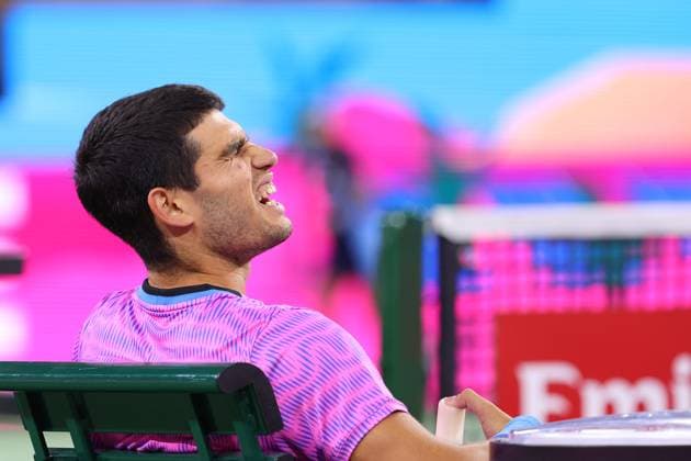 Sport Bilder des Tages Carlos Alcaraz (Spa) TENNIS : Indian Wells 2024 - 08 03 2024 AntoineCouvercelle Panoramic 