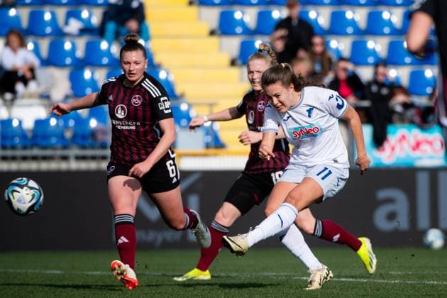 Mara Alber TSG Hoffenheim, 11 scores the goal for 1 0, GER, TSG 1899 Hoffenheim vs 1 FC Nuernberg, Football Google Pixel Women Bundesliga, 15 Matchday, Season 2023 2024, 09 03 2024 DFB regulations prohibit any use of photographs as image sequences and or quasi video GER, TSG 1899 Hoffenheim vs 1 FC Nuernberg, Football Google Pixel Women Bundesliga, 15 Matchday, Season 2023 2024, 09 03 2024 Hoffenheim Copyright: xEibner-Pressefoto Memmlerx EP_MMR