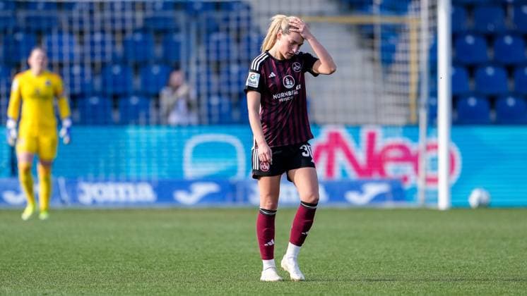 Medina Desic FCN, 30 , player, player of 1 FC Nürnberg, looking disappointed, disappointment, frustration, disappointed, pessimistic, after conceding the 2 0 goal, action, action scene, 09 03 2024, Sinsheim Hoffenheim Germany , Soccer, Google Pixel Women Bundesliga, TSG 1899 Hoffenheim 1 FC Nürnberg, DFB DFL REGULATIONS PROHIBIT ANY USE OF PHOTOGRAPHS AS IMAGE SEQUENCES AND OR QUASI VIDEO xozx