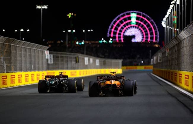 81 Oscar Piastri AUS, McLaren Formula 1 Team , 44 Lewis Hamilton GBR, Mercedes AMG Petronas F1 Team , F1 Grand Prix of Saudi Arabia at Jeddah Corniche Circuit on March 9, 2024 in Jeddah, Saudi Arabia Photo by HOCH ZWEI Jeddah Saudi Arabia
