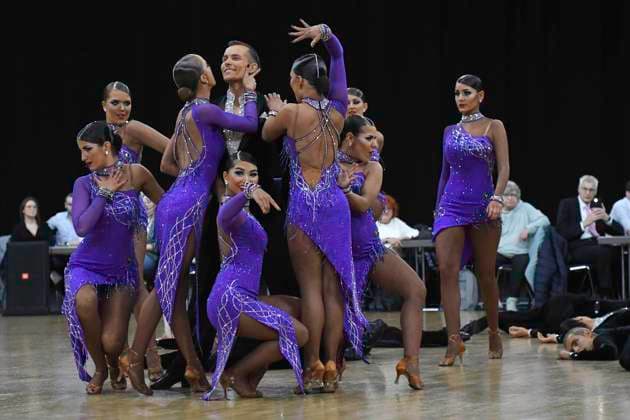 GER dancing, 1 national league of Latin formations 09 03 2023, GER dancing, 1 national league of Latin formations,, preliminary round, in the picture 1 TC Ludwigsburg with the theme Contrasts nordphotoxGmbH xWitke nph00002
