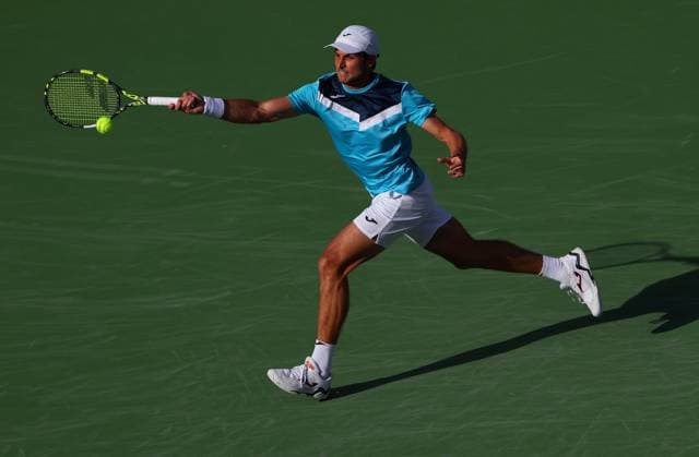 Aleksander Vukic of Australia in action BNP Paribas Open, Tennis, Day 4, Indian Wells Tennis Garden, California, USA - 09 Mar 2024  Copyright: xEllaxLing Shutterstockx 14381609ar