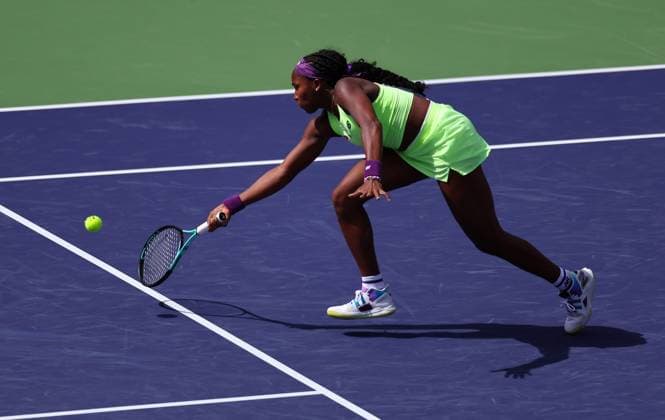 Coco Gauff of USA in action BNP Paribas Open, Tennis, Day 4, Indian Wells Tennis Garden, California, USA - 09 Mar 2024  Copyright: xEllaxLing Shutterstockx 14381609bk