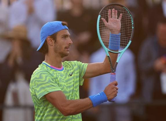 Lorenzo Musetti of Italy in celebrates BNP Paribas Open, Tennis, Day 4, Indian Wells Tennis Garden, California, USA - 09 Mar 2024  Copyright: xEllaxLing Shutterstockx 14381609cr