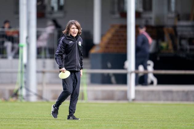 Britta Hainke Head Coach, Coach, FSV , Cropped, Full Body, Single Image, Single Photo, Action, Action, 10 03 2024, Sankt Leon Rot Germany , Soccer, 2 Women Bundesliga, TSG 1899 Hoffenheim II U20 FSV Gütersloh 2009, DFB DFL REGULATIONS PROHIBIT ANY USE OF PHOTOGRAPHS AS IMAGE SEQUENCES AND OR QUASI VIDEO xozx