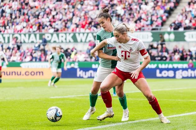 GOOGLE PIXEL Frauen Bundesliga 1 FC Köln SV Werder Bremen 10 03 2024 duel Hanna Nemeth SV Werder Bremen, 23 , Sharon Beck 1 FC Köln, 10 GOOGLE PIXEL Frauen Bundesliga 1 FC Köln SV Werder Bremen, Köln, RheinEnergieStadion am 10 03 2024 DFB REGULATIONS PROHIBIT ANY USE OF PHOTOGRAPHS AS IMAGE SEQUENCES AND OR QUASI VIDEO Copyright: xBEAUTIFULxSPORTS Wunderlx