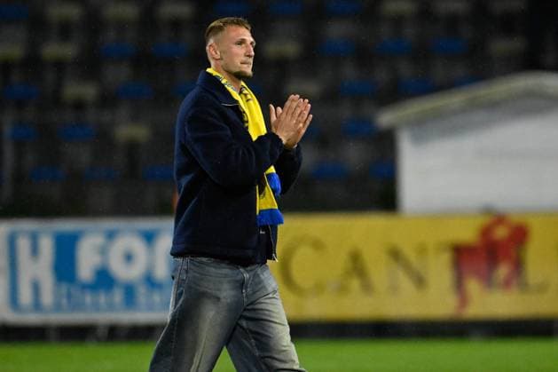 Union s former player Siebe Van Der Heyden pictured at the start of a soccer match between Royale Union Saint-Gilloise and KAA Gent, Sunday 10 March 2024 in Brussels, on day 29 of the 2023-2024 season of the Jupiler Pro League first division of the Belgian championship. LAURIExDIEFFEMBACQ  x88867476x