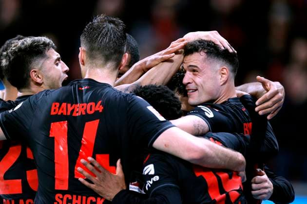 Sport Themen der Woche KW10 XHAKA Granit Team Bayer 04 Leverkusen jubelt nach Tor zum 1 : 0 durch TELLA Nathan DFL Bundesliga Saison 2023 - 2024 Bundesliga Spiel Bayer 04 Leverkusen - Wolfsburg 2 : 0 am 10.03. 2024 in Leverkusen DFL REGULATIONS PROHIBIT ANY USE OF PHOTOGRAPHS as IMAGE SEQUENCES and or QUASI-VIDEO *** XHAKA Granit Team Bayer 04 Leverkusen cheers after goal to 1 0 by TELLA Nathan DFL Bundesliga Season 2023 2024 Bundesliga match Bayer 04 Leverkusen Wolfsburg 2 0 on 10 03 2024 in Leverkusen DFL REGULATIONS PROHIBIT ANY USE OF PHOTOGRAPHS as IMAGE SEQUENCES and or QUASI VIDEO Copyright: xLacixPerenyix
