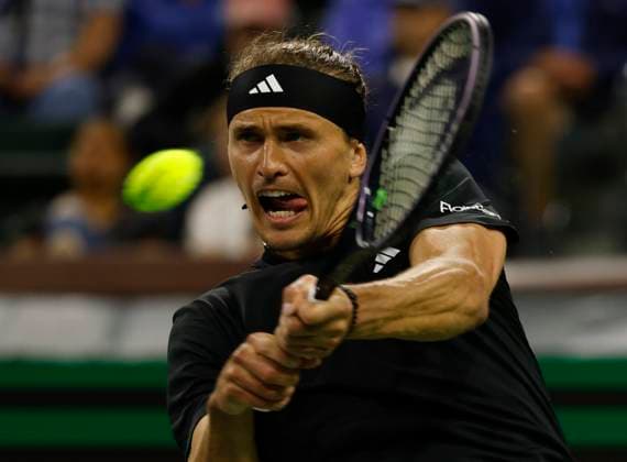 March 10, 2024 Alexander Zverev of Germany returns a shot against Tallon Griekspoor of the Netherlands during the BNP Paribas Open in Indian Wells, CA. CSM Indian Wells United States of America - ZUMAc04_ 20240310_zma_c04_369 Copyright: xCharlesxBausx