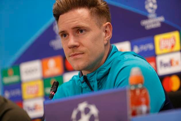March 11, 2024, Barcellona, Naples, SPAIN: Marc-Andro ter Stegen during press conference, PK, Pressekonferenz on the eve of their UEFA Champions League 2 leg round of 16 football match against SSC Napoli at the Joan Gamper training ground in Sant Joan Despi, near Barcelona, on March 11, 2023 Barcellona SPAIN - ZUMAl131 20240311_zsp_l131_018 Copyright: xCiroxDexLucax