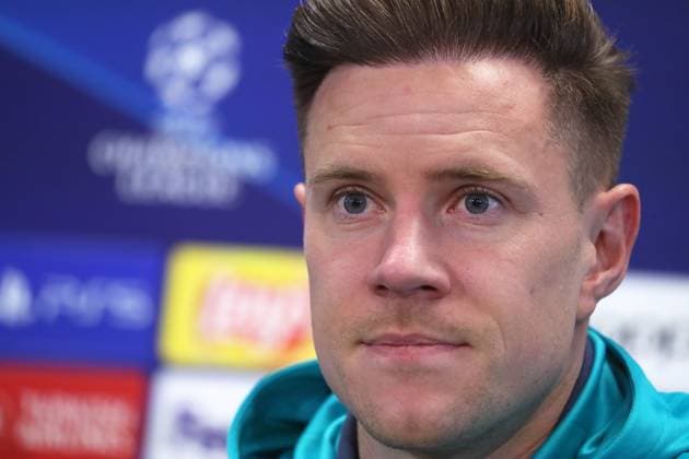 Sport Bilder des Tages FC Barcelona, Barca Training Session And press conference, PK, Pressekonferenz - UEFA Champions League 2023 24 Marc Andre ter Stegen is speaking during the press conference prior to the UEFA Champions League match against SSC Napoli in Barcelona, Spain, on March 11, 2024. Barcelona Barcelona Spain  Copyright: xUrbanandsportx originalFilename:urbanandsport-terstege240311_npyCF.jpg
