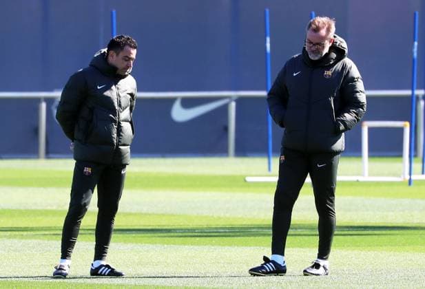 FC Barcelona, Barca Training Session And press conference, PK, Pressekonferenz - UEFA Champions League 2023 24 Xavi Hernandez and Oscar Hernandez are participating in the training session before the UEFA Champions League match against SSC Napoli in Barcelona, Spain, on March 11, 2024. Barcelona Barcelona Spain  Copyright: xUrbanandsportx originalFilename:urbanandsport-fcbarcel240311_npZF2.jpg