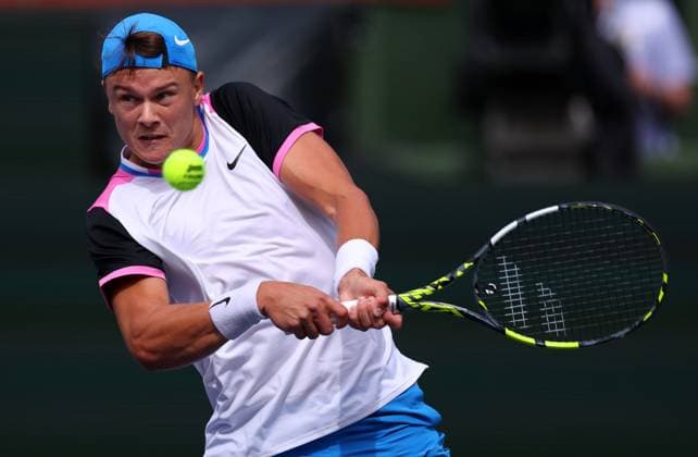 Holger Rune of Denmark in action BNP Paribas Open, Tennis, Day 6, Indian Wells Tennis Garden, California, USA - 11 Mar 2024  Copyright: xEllaxLing Shutterstockx 14381616n