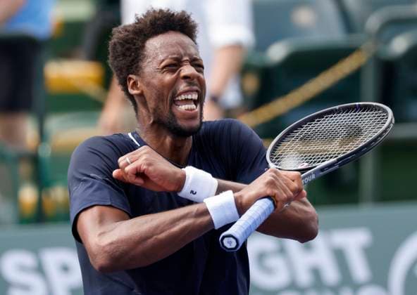 March 11, 2024 Gael Monfils of France celebrates winning his match against Cameron Norrie of Great Britain during the BNP Paribas Open in Indian Wells, CA. CSM Indian Wells United States of America - ZUMAc04_ 20240311_zma_c04_081 Copyright: xCharlesxBausx