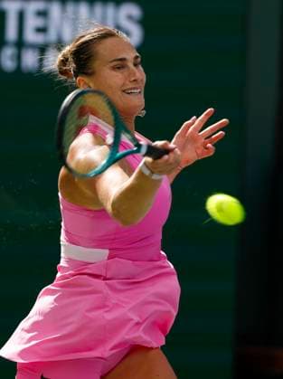 March 11, 2024 Aryna Sabalenka returns a shot against Emma Raducanu of Great Britain during the BNP Paribas Open in Indian Wells, CA. CSM Indian Wells United States of America - ZUMAc04_ 20240311_zma_c04_093 Copyright: xCharlesxBausx
