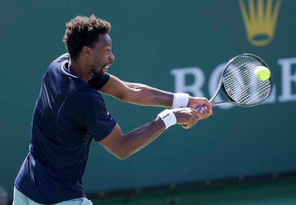 March 11, 2024 Gael Monfils of France returns a shot against Cameron Norrie of Great Britainduring the BNP Paribas Open in Indian Wells, CA. CSM Indian Wells United States of America - ZUMAc04_ 20240311_zma_c04_100 Copyright: xCharlesxBausx