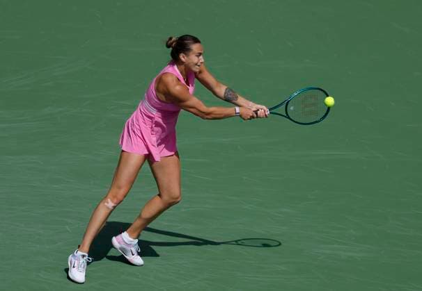 March 11, 2024 Aryna Sabalenka returns a shot against Emma Raducanu of Great Britain during the BNP Paribas Open in Indian Wells, CA. CSM Indian Wells United States of America - ZUMAc04_ 20240311_zma_c04_150 Copyright: xCharlesxBausx