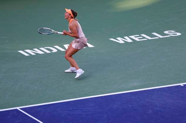 March 11, 2024 Elise Mertens of Belgium reacts to winning her match against Naomi Osaka of Japan during the BNP Paribas Open in Indian Wells, CA. CSM Indian Wells United States of America - ZUMAc04_ 20240311_zma_c04_234 Copyright: xCharlesxBausx