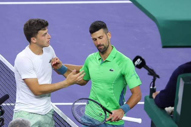 Luca Nardi (Ita) defeated Novak Djokovic (Ser) TENNIS : Indian Wells 2024 - 11 03 2024 AntoineCouvercelle Panoramic 