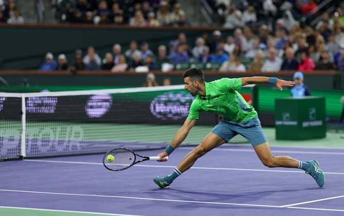 Novak Djokovic of Serbia in action BNP Paribas Open, Tennis, Day 6, Indian Wells Tennis Garden, California, USA - 11 Mar 2024  Copyright: xEllaxLing Shutterstockx 14381616di