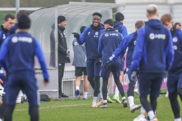 12 03 2024, Football, Season 2023 2024, 2 Bundesliga, Training FC Schalke 04, Bryan Lasme FC Schalke 04 Gelsenkirchen Veltins Arena NRW Germany xRHR PHOTO TRx Copyright: TimxRehbein RHR-FOTOx RHR-FOTO TR