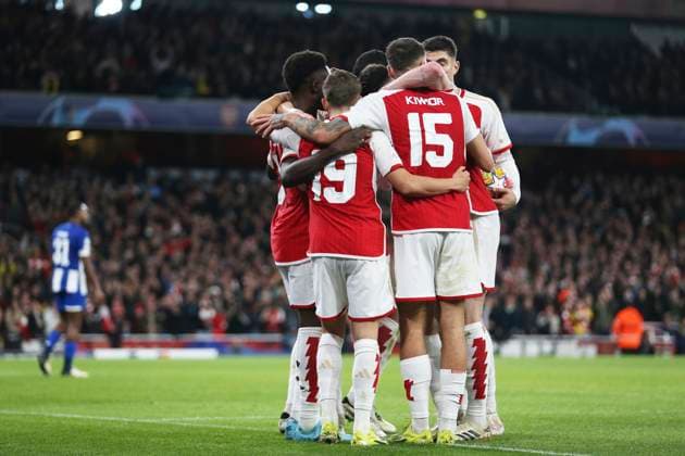 London, March 12th 2024: Leandro Trossard of Arsenal celebrates after scoring (1-0) a goal during the UEFA Champions League round of 16 second leg match between Arsenal and FC Porto at The Emirates Stadium, London, England. (Pedro Soares SPP) Copyright: xPedroxSoaresx xSPPx spp-en-PeSoSp-pedro120324-062