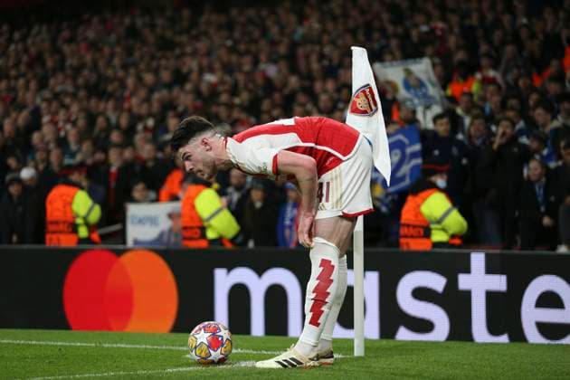 London, March 12th 2024: Declan Rice of Arsenal on the corner during the UEFA Champions League round of 16 second leg match between Arsenal and FC Porto at The Emirates Stadium, London, England. (Pedro Soares SPP) Copyright: xPedroxSoaresx xSPPx spp-en-PeSoSp-pedrosoares120324-061