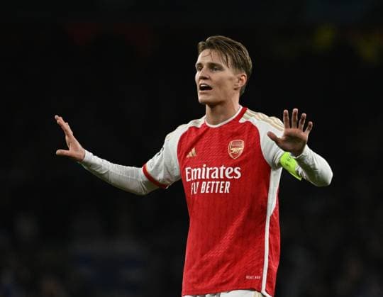 LONDON, ENGLAND - MARCH 12: Martin odegaard of Arsenal reacts during the UEFA Champions League 2023 24 round of 16 second leg match between Arsenal FC and FC Porto at Emirates Stadium on March 12, 2024 in London, England.SPO 