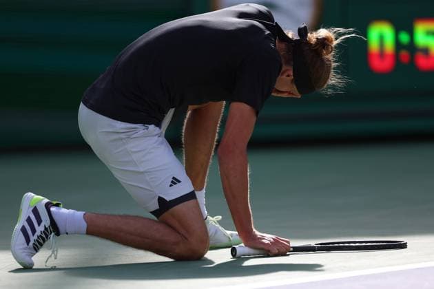 Alexander Zverev of Germany frustrated BNP Paribas Open, Tennis, Day 7, Indian Wells Tennis Garden, California, USA - 12 Mar 2024  Copyright: xEllaxLing Shutterstockx 14386170z