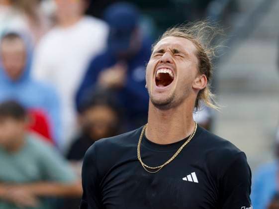 March 12, 2024 Alexander Zverev of Germany celebrates winning his match against Alex De Minaur of Australia during the BNP Paribas Open in Indian Wells, CA. CSM Indian Wells United States of America - ZUMAc04_ 20240312_zma_c04_218 Copyright: xCharlesxBausx