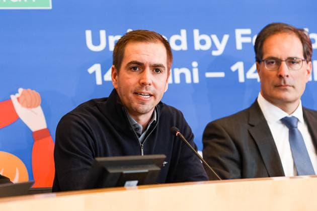 UEFA Trophy Tour Eurofestival 2024 panel talk in Stuttgart 13 03 2024 Philipp Lahm, right Dr Clemens Maier Mayor for Security UEFA Trophy Tour Eurofestival 2024 panel talk in Stuttgart 13 03 2024 Stuttgart Copyright: xEibner-Pressefoto RogerxBuerkex EP RBE
