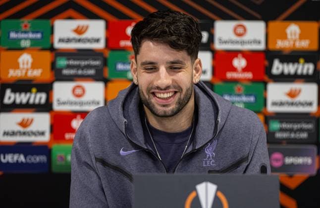 Football - UEFA Europa League - Round of 16 2nd Leg - Liverpool FC v AC Sparta Praha - MD-1 LIVERPOOL, ENGLAND - Wednesday, March 13, 2024: Liverpool s Dominik Szoboszlai during a press conference, PK, Pressekonferenz at Anfield ahead of the UEFA Europa League Round of 16 2nd Leg match between Liverpool FC and AC Sparta Praha. (Photo by David Rawcliffe Propaganda) LIVERPOOL Anfield MERSEYSIDE ENGLAND  Copyright: xDavidxRawcliffex P2024-03-13-Liverpool_Sparta_Praha_MD-1-10