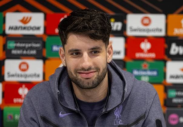 Football - UEFA Europa League - Round of 16 2nd Leg - Liverpool FC v AC Sparta Praha - MD-1 LIVERPOOL, ENGLAND - Wednesday, March 13, 2024: Liverpool s Dominik Szoboszlai during a press conference, PK, Pressekonferenz at Anfield ahead of the UEFA Europa League Round of 16 2nd Leg match between Liverpool FC and AC Sparta Praha. (Photo by David Rawcliffe Propaganda) LIVERPOOL Anfield MERSEYSIDE ENGLAND  Copyright: xDavidxRawcliffex P2024-03-13-Liverpool_Sparta_Praha_MD-1-7