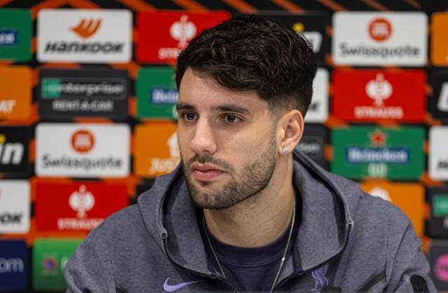 Football - UEFA Europa League - Round of 16 2nd Leg - Liverpool FC v AC Sparta Praha - MD-1 LIVERPOOL, ENGLAND - Wednesday, March 13, 2024: Liverpool s Dominik Szoboszlai during a press conference, PK, Pressekonferenz at Anfield ahead of the UEFA Europa League Round of 16 2nd Leg match between Liverpool FC and AC Sparta Praha. (Photo by David Rawcliffe Propaganda) LIVERPOOL Anfield MERSEYSIDE ENGLAND  Copyright: xDavidxRawcliffex P2024-03-13-Liverpool_Sparta_Praha_MD-1-12