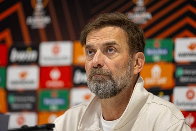 Football - UEFA Europa League - Round of 16 2nd Leg - Liverpool FC v AC Sparta Praha - MD-1 LIVERPOOL, ENGLAND - Wednesday, March 13, 2024: Liverpool s manager Jürgen Klopp during a press conference, PK, Pressekonferenz at Anfield ahead of the UEFA Europa League Round of 16 2nd Leg match between Liverpool FC and AC Sparta Praha. (Photo by David Rawcliffe Propaganda) LIVERPOOL Anfield MERSEYSIDE ENGLAND  Copyright: xDavidxRawcliffex P2024-03-13-Liverpool_Sparta_Praha_MD-1-20
