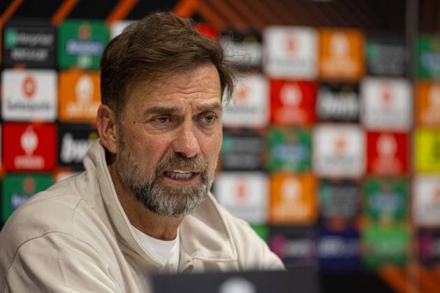 Football - UEFA Europa League - Round of 16 2nd Leg - Liverpool FC v AC Sparta Praha - MD-1 LIVERPOOL, ENGLAND - Wednesday, March 13, 2024: Liverpool s manager Jürgen Klopp during a press conference, PK, Pressekonferenz at Anfield ahead of the UEFA Europa League Round of 16 2nd Leg match between Liverpool FC and AC Sparta Praha. (Photo by David Rawcliffe Propaganda) LIVERPOOL Anfield MERSEYSIDE ENGLAND  Copyright: xDavidxRawcliffex P2024-03-13-Liverpool_Sparta_Praha_MD-1-30