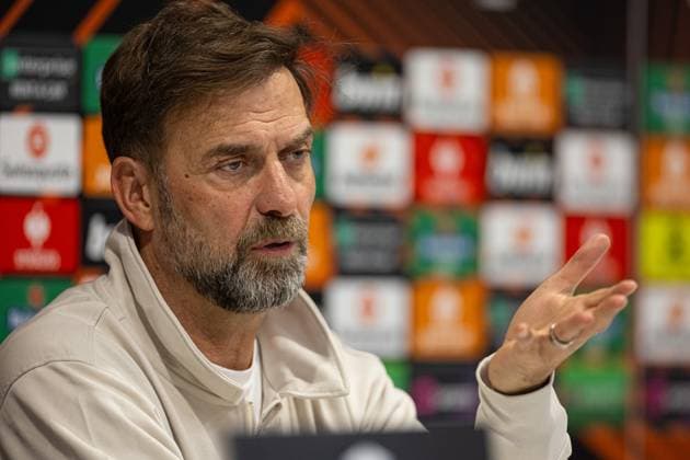 Football - UEFA Europa League - Round of 16 2nd Leg - Liverpool FC v AC Sparta Praha - MD-1 LIVERPOOL, ENGLAND - Wednesday, March 13, 2024: Liverpool s manager Jürgen Klopp during a press conference, PK, Pressekonferenz at Anfield ahead of the UEFA Europa League Round of 16 2nd Leg match between Liverpool FC and AC Sparta Praha. (Photo by David Rawcliffe Propaganda) LIVERPOOL Anfield MERSEYSIDE ENGLAND  Copyright: xDavidxRawcliffex P2024-03-13-Liverpool_Sparta_Praha_MD-1-35