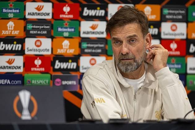Football - UEFA Europa League - Round of 16 2nd Leg - Liverpool FC v AC Sparta Praha - MD-1 LIVERPOOL, ENGLAND - Wednesday, March 13, 2024: Liverpool s manager Jürgen Klopp during a press conference, PK, Pressekonferenz at Anfield ahead of the UEFA Europa League Round of 16 2nd Leg match between Liverpool FC and AC Sparta Praha. (Photo by David Rawcliffe Propaganda) LIVERPOOL Anfield MERSEYSIDE ENGLAND  Copyright: xDavidxRawcliffex P2024-03-13-Liverpool_Sparta_Praha_MD-1-43