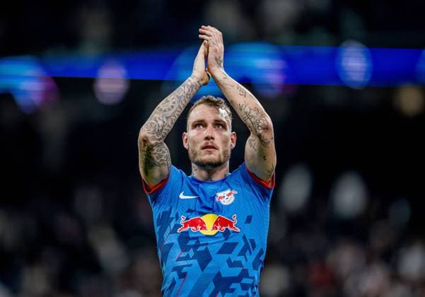 Leipzigs David Raum Football UEFA Champions League, round of 16 second leg Real Madrid RB Leipzig 1 1 6 March 2024 Madrid, Estadio Santiago Bernabeu Real Madrid RB Leipzig 1 1
