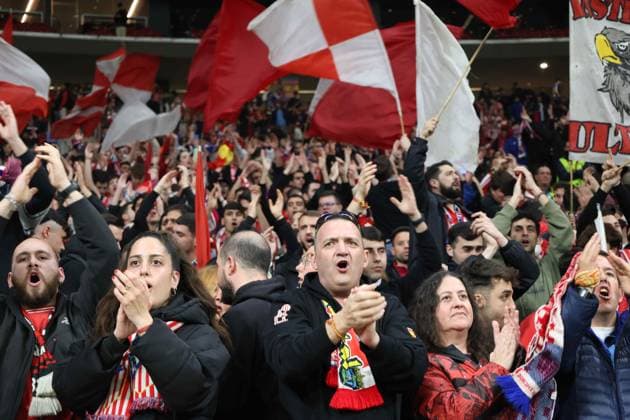 March 13, 2024, Madrid, Madrid, SPAGNA: 03 13 2024 Madrid, second leg of the 2023 24 Champions League round of 16, football match between CF Atletico Madrid vs FC Internazionale Milano at the Civita Metropolitano stadium in Madrid .In picture : supporters Atletico Madrid Madrid SPAGNA - ZUMAs236 20240313_aap_s236_005 Copyright: xFabioxSassox