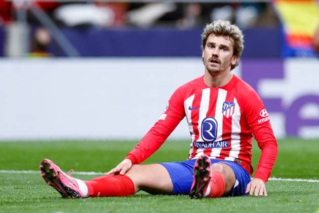Antoine Griezmann (Atletico de Madrid) lies on the ground, UEFA Champions League 2023 2024 - Round of 16 second leg, Atletico Madrid vs FC Internazionale, CIvitas Metropolitano Stadium, March 13, 2024, Madrid, Spain.
