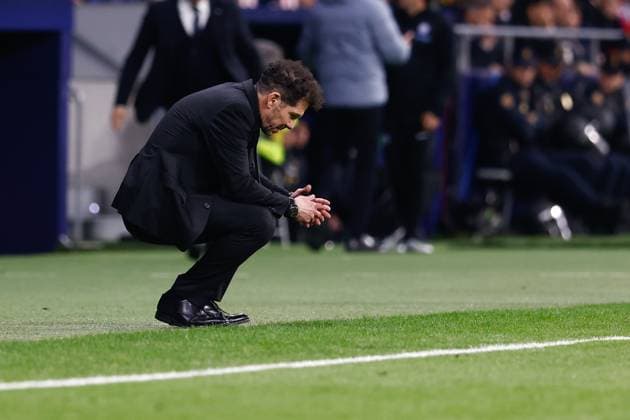 March 13, 2024, Madrid, Madrid, SPAIN: Diego Pablo Simeone, head coach of Atletico de Madrid, looks down during the UEFA Champions League, Round of 16, football match played between Atletico de Madrid and FC Internazionale Milano at Civitas Metropolitano stadium on March 13, 2024, in Madrid, Spain. Madrid SPAIN - ZUMAa181 20240313_zaa_a181_144 Copyright: xOscarxJ.xBarrosox