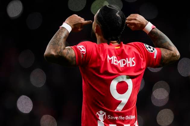 Club Atletico de Madrid v FC Internazionale - UEFA Champions League Memphis Depay of Club Atletico de Madrid celebrates after scoring a goal during the UEFA Champions League round of 16 second leg football match between Club Atletico de Madrid and FC Internazionale. Madrid Spain Copyright: xNicolòxCampox
