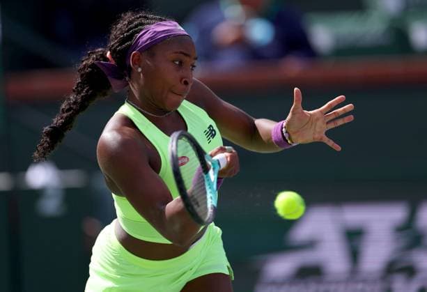 Coco Gauff of USA in action BNP Paribas Open, Tennis, Day 8, Indian Wells Tennis Garden, California, USA - 13 Mar 2024  Copyright: xEllaxLing Shutterstockx 14386171as