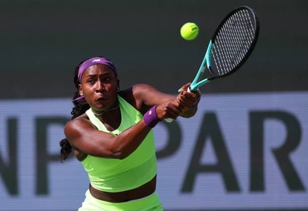 Coco Gauff of USA in action BNP Paribas Open, Tennis, Day 8, Indian Wells Tennis Garden, California, USA - 13 Mar 2024  Copyright: xEllaxLing Shutterstockx 14386171aq