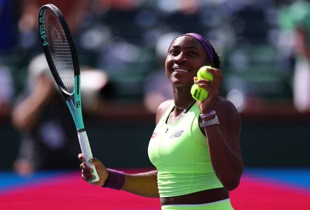 Coco Gauff of USA celebrates BNP Paribas Open, Tennis, Day 8, Indian Wells Tennis Garden, California, USA - 13 Mar 2024  Copyright: xEllaxLing Shutterstockx 14386171ae