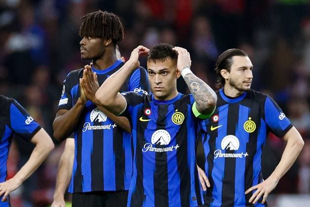 Lautaro Martinez (FC Internazionale) looks dejected, UEFA Champions League 2023 2024 - Round of 16 second leg, Atletico Madrid vs FC Internazionale, CIvitas Metropolitano Stadium, March 13, 2024, Madrid, Spain.