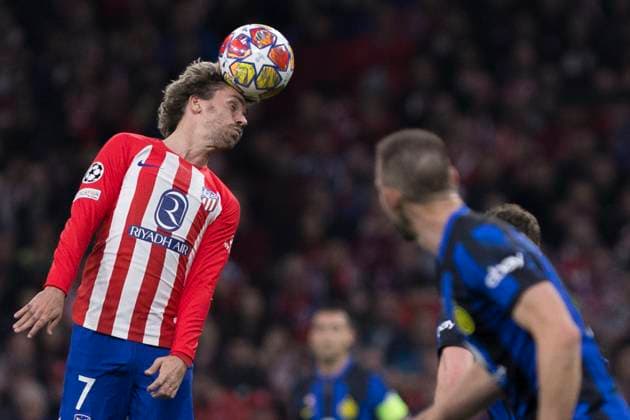 MADRID, SPAIN - MARCH 13: Antoine Griezmann of Atletico de Madrid in action during the UEFA Champions league 2023 24 round of 16 second leg match between Atletico de Madrid and Inter de Milan at Civitas Metropolitano Stadium. ONLYxEDITORIALxUSAGE  (247165758)